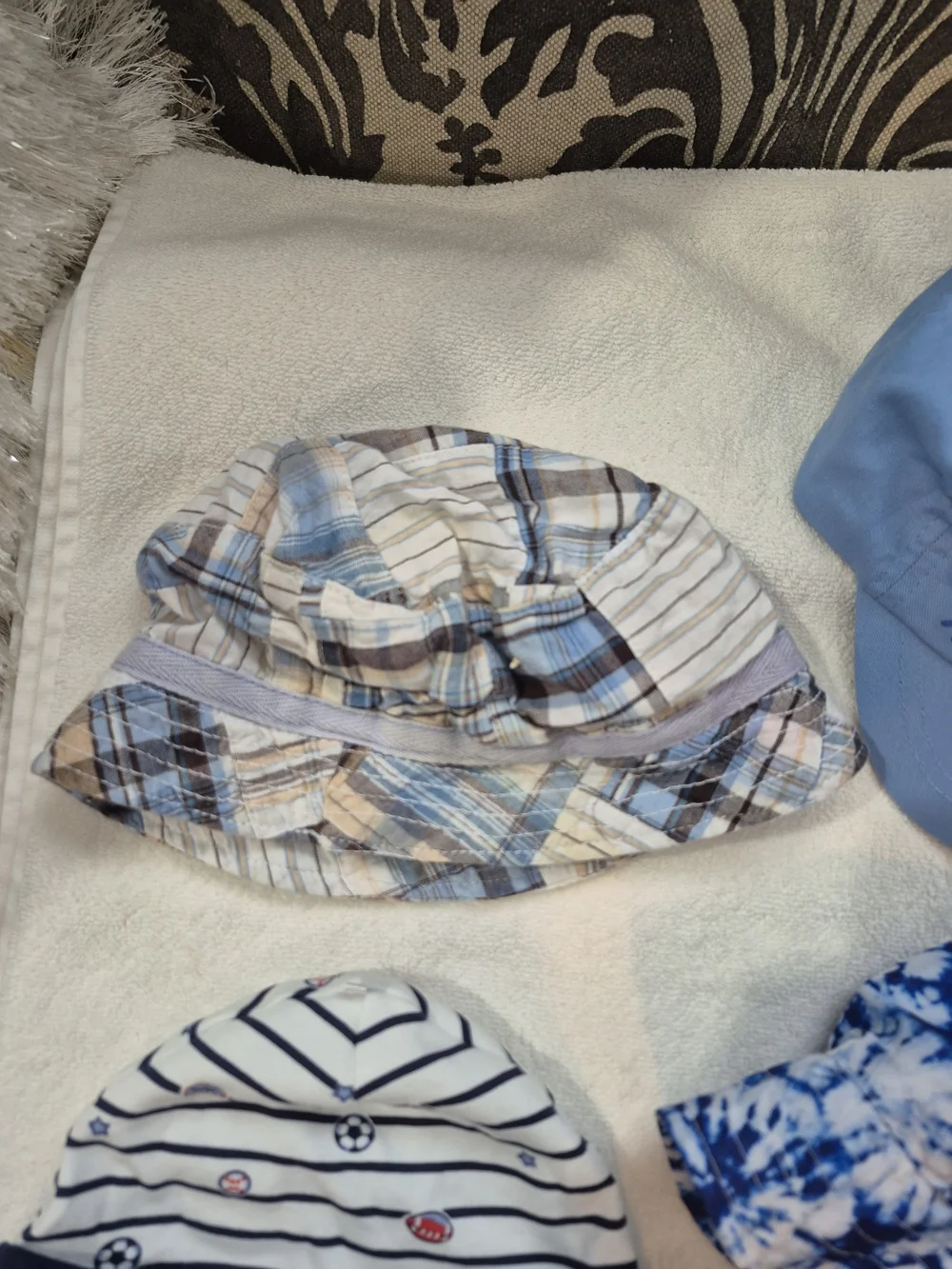 Kids Blue Sun Bucket Hat Ball Cap Lightweight Summer Shade Hats 4 Hats Total